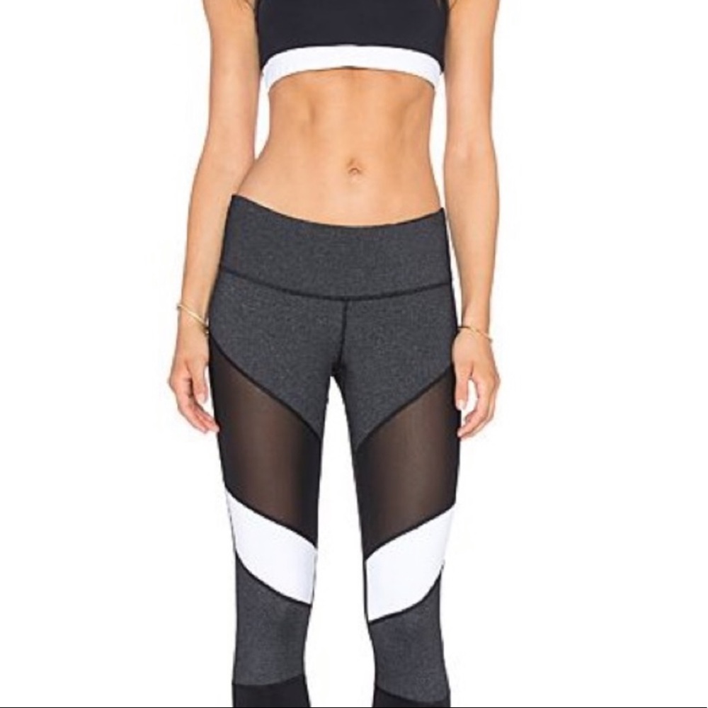 Comma Sheer and Striped Yoga Pants Leggings